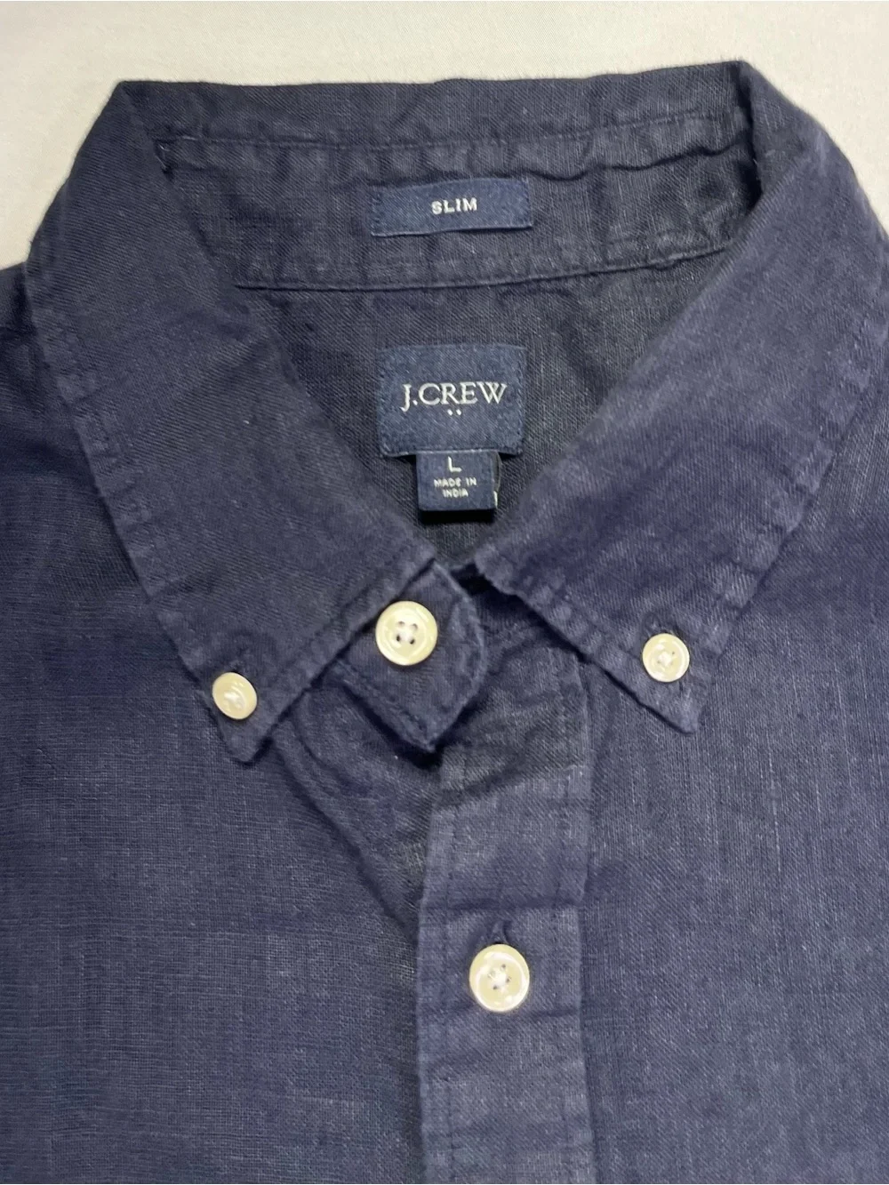 J. Crew Men’s Irish Linen Lightweight Short-Sleeve Button-Down Shirt Navy - L
